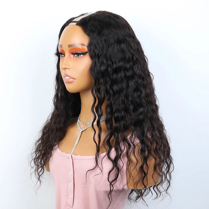 Sleek U Part Human Hair Wigs For Women Curly U Part Human Hair Wigs Deep Wave Brazilan Hair Wigs  100% U Part Wigs