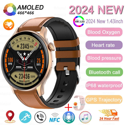2024 New NFC Smart Watch Women 1.43 Inch AMOLED 466*466 HD Screen Always Display Sport Watch Women Bluetooth Call GPS Smartwatch