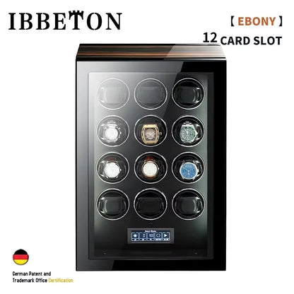 IBBETON High Quality Watch Winder for 2 4 6 9 Slot Automatic Watches with Mabuchi Motor LCD Touch Screen Wooden Watch Safe Box