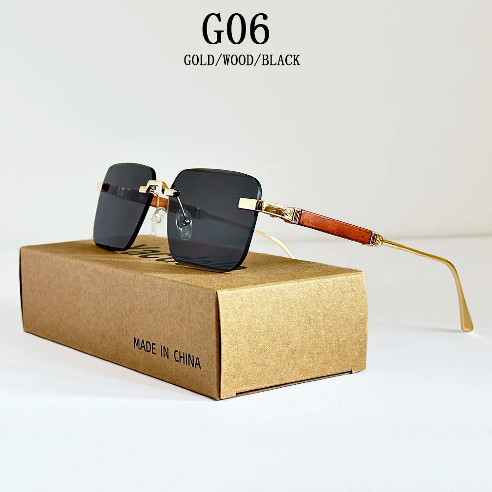 New 2024 Square Sunglasses Women Trendy Vintage Designer Rimless Sunglasses For Men Vacation Fashion Glasses Lentes De Sol Mujer