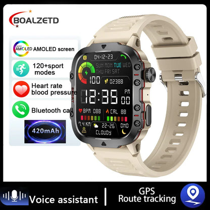 2025 New For Men Military Smart Watch Men IP68 5ATM Outdoor Sports Fitness Tracker Health Monitor 1.96" BT Call Smartwatch