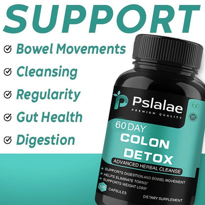 60-Day Colon Detox - Intestinal Health, Colon Cleansing & Detoxification, Promotes Bowel Movements