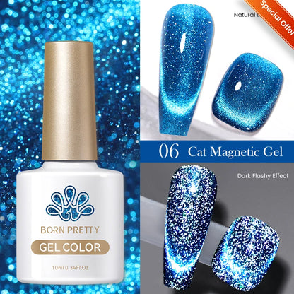BORN PRETTY 10ml HEMA TPO FREE Mint Chocolate Cat Magnetic Gel Nail Polish Sumer Colored Ultra Shine Soak Off UV Gel Nail Art