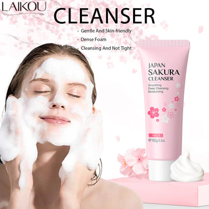 Japan Sakura Cleanser 100g Deep to Remove Dirt Oil and Make-up, with Prunus Lannesiana Flower Extract Moisturizing Heal Dry Skin