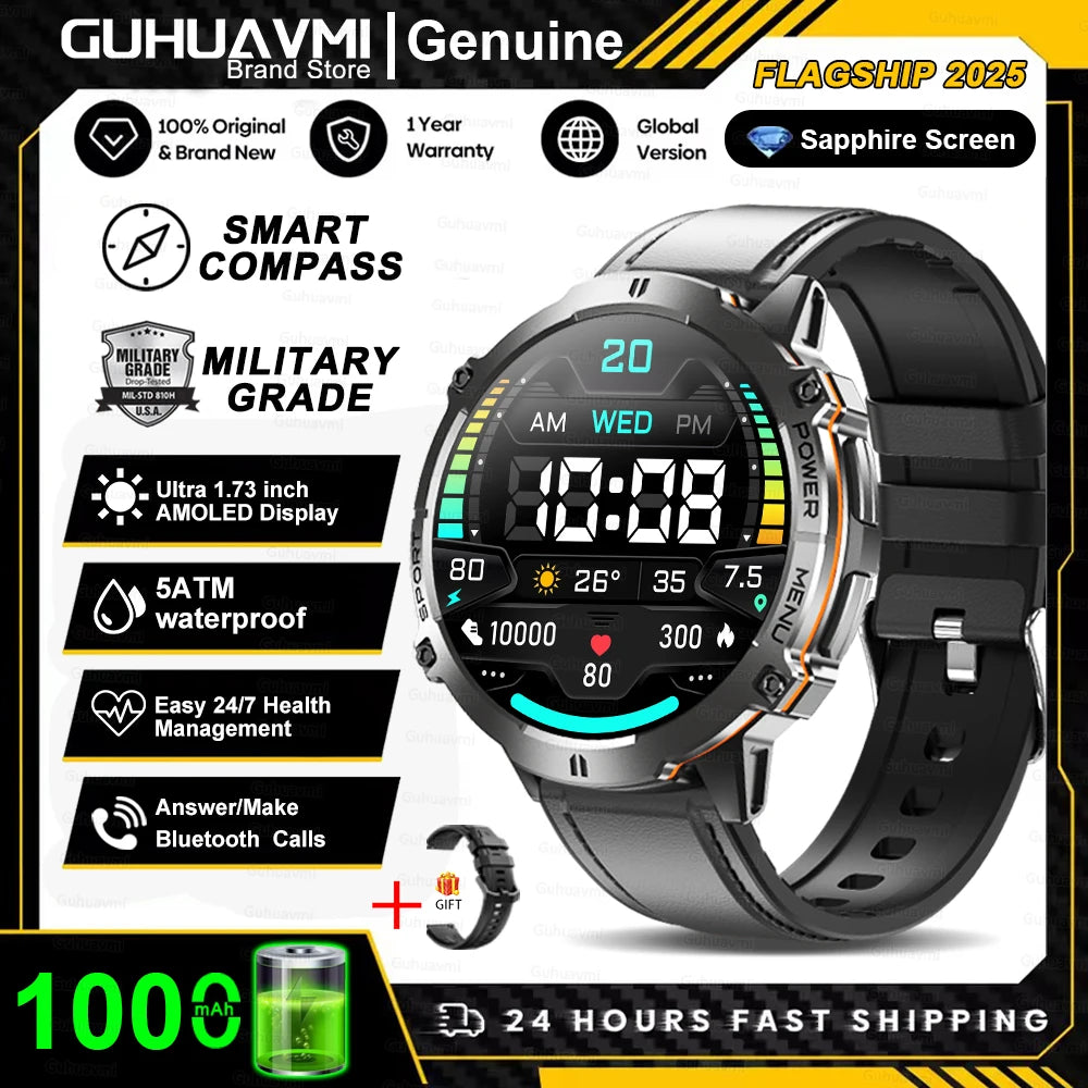 GUHUAVMI TANK X3 ULTRA 2 Smartwatch 1.73" AMOLED Screen 5ATM&IP69K Durable 1000mAh Battery GPS Sports Fitness Track Smart Watch