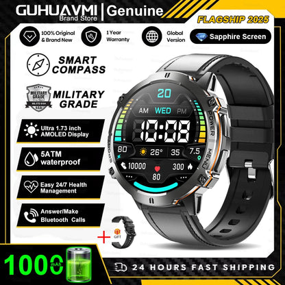 GUHUAVMI TANK X3 ULTRA 2 Smartwatch 1.73" AMOLED Screen 5ATM&IP69K Durable 1000mAh Battery GPS Sports Fitness Track Smart Watch