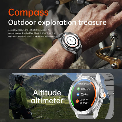 1.53" Outdoor Sports Smart Watch Men NFC GP Compass Heart Rate Blood Oxygen Waterproof Bluetooth Call Smartwatch for IOS Android