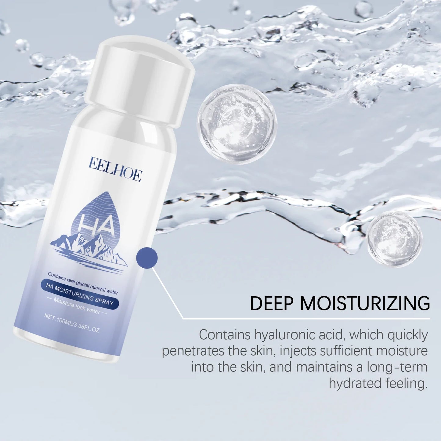 Hyaluronic Acid Moisturizing Spray Refreshing Shrink Pores Firming Skin Smoothing Aloe Vera Extract Nourish Brighten Face Toner