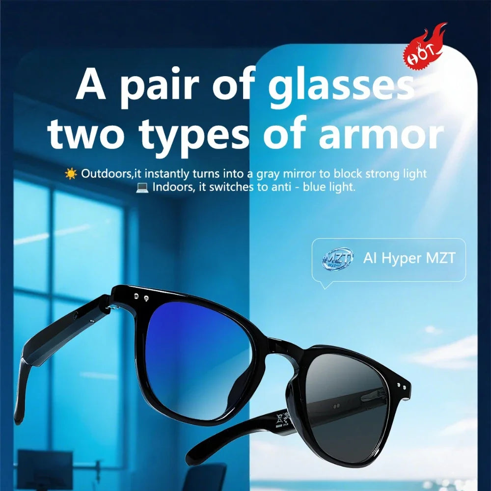 Bluetooth Smart Glasses AI Translation Object Recognition with Camera for Taking Photos Voice Assistant Calling and Music