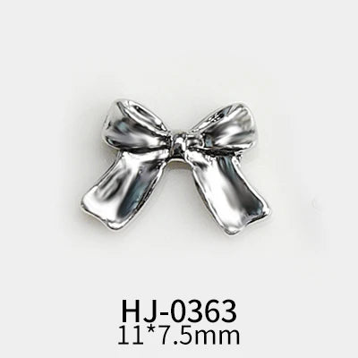 10 pcs Silver Alloy Ribbon Butterfly Nail Art Charm 3D  Metal  Bowtie Nails Art Decoration Jewelry Manicure Accessories Supplies