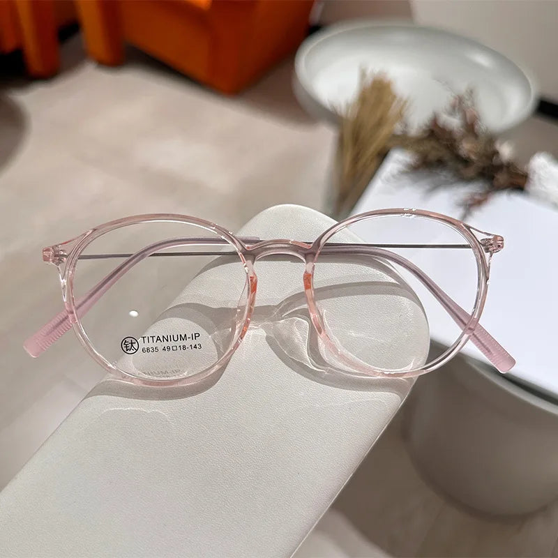 MOMOJA Ultralight TR90 Titanium Myopia Glasses Retro Round Optical Prescription Spectacle Frames for Men and Women XM6835