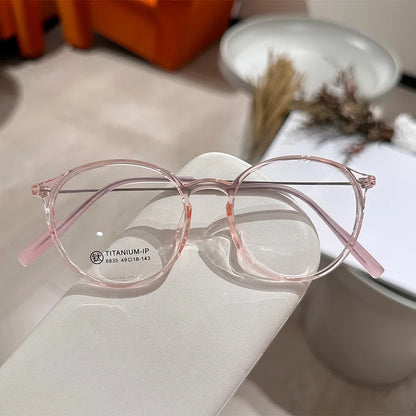 MOMOJA Ultralight TR90 Titanium Myopia Glasses Retro Round Optical Prescription Spectacle Frames for Men and Women XM6835
