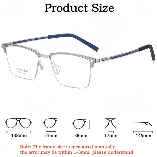 TFTB Luxury Pure Titanium Men's Glasses Square Screwless Design Stylish Ultra-light Optical Prescription Eyeglasses Frame 8012