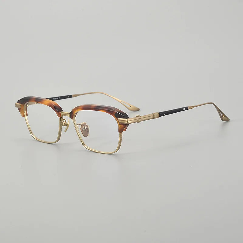 Vintage Craft Metal Black Square Eyeglasses Frame for Men 2025 Trendy Classical Top Quality Titanium Optical Glasses for Male