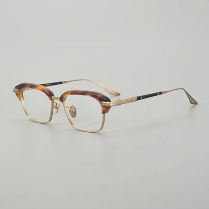 Vintage Craft Metal Black Square Eyeglasses Frame for Men 2025 Trendy Classical Top Quality Titanium Optical Glasses for Male