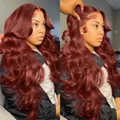 30 32 Inch Reddish Brown Hd Lace Front Human Hair Wigs Preplucked 13x4 Colored Human Hair 13x6 Lace Front Wigs Body Wave Wig