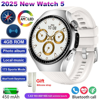 Original For Huawei Watch 5 Smartwatch 2025 Sensor Window AMOLED 4G ROM NFC Compass Clock Bluetooth Call Smart Watch Men Women