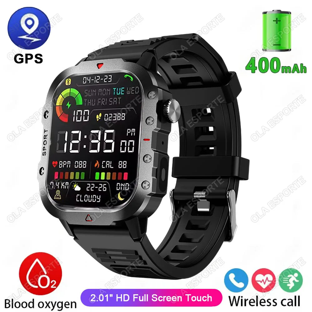 New Military GPS Smart Watch Men Flashlight Waterproof Outdoor Sport Tracker Bluetooth Call Smartwatch Man Women For Android IOS