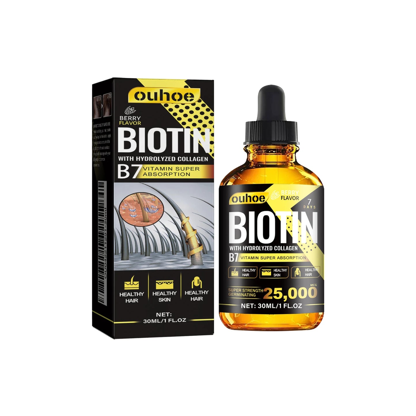 Nutrition Biotin Liquid Drops Essential Oil Collagen B7 Vitamin Oil OUHOE Hair Root Anti Hair Weak Treatment