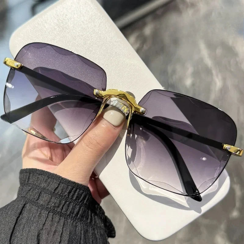 Square Sunglasses Woman Fashion Rimless Gradient Sun Glasses Brand Designer Sunglasses for Women Очки Солнечные Женские Очки