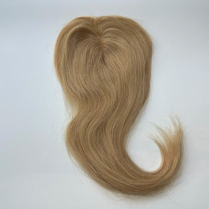 Hair Topper With Bangs Women 100% Human Hair Wigs Clip In Hairpieces Blonde Natural Straight Hair Topper Silk Base 35cm