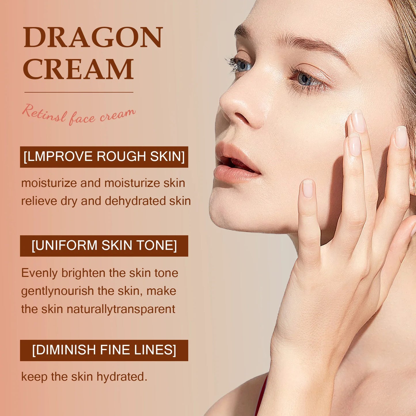 Dragon Cream Retinol Face Cream with Hyaluronic Acid - Moisturizing Anti-Wrinkle Skin Care for Even Tone Fine Lines Reduction