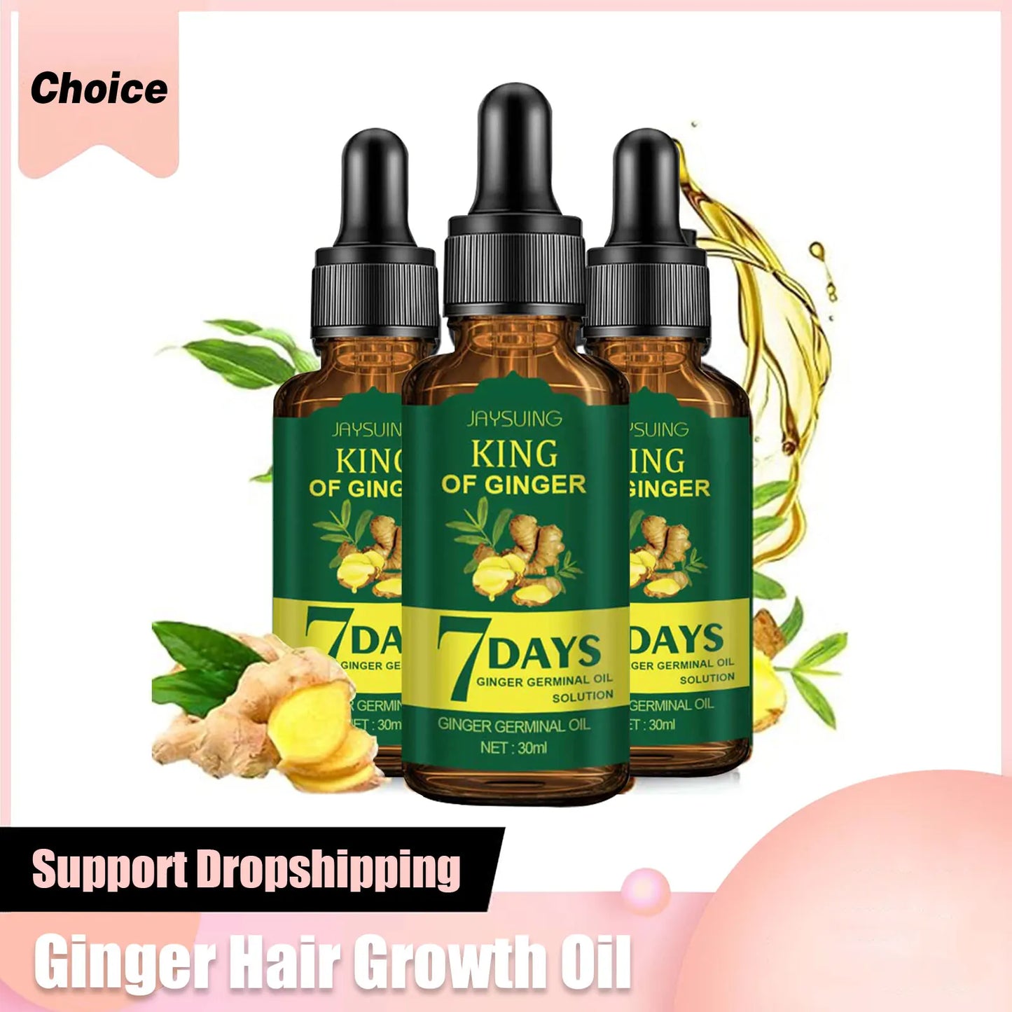 Ginger Hair Growth Oil Fast Growing Repair Damaged Nourishes Scalp Strengthen Roots Hair Loss Treatments Hair Thickening Serum