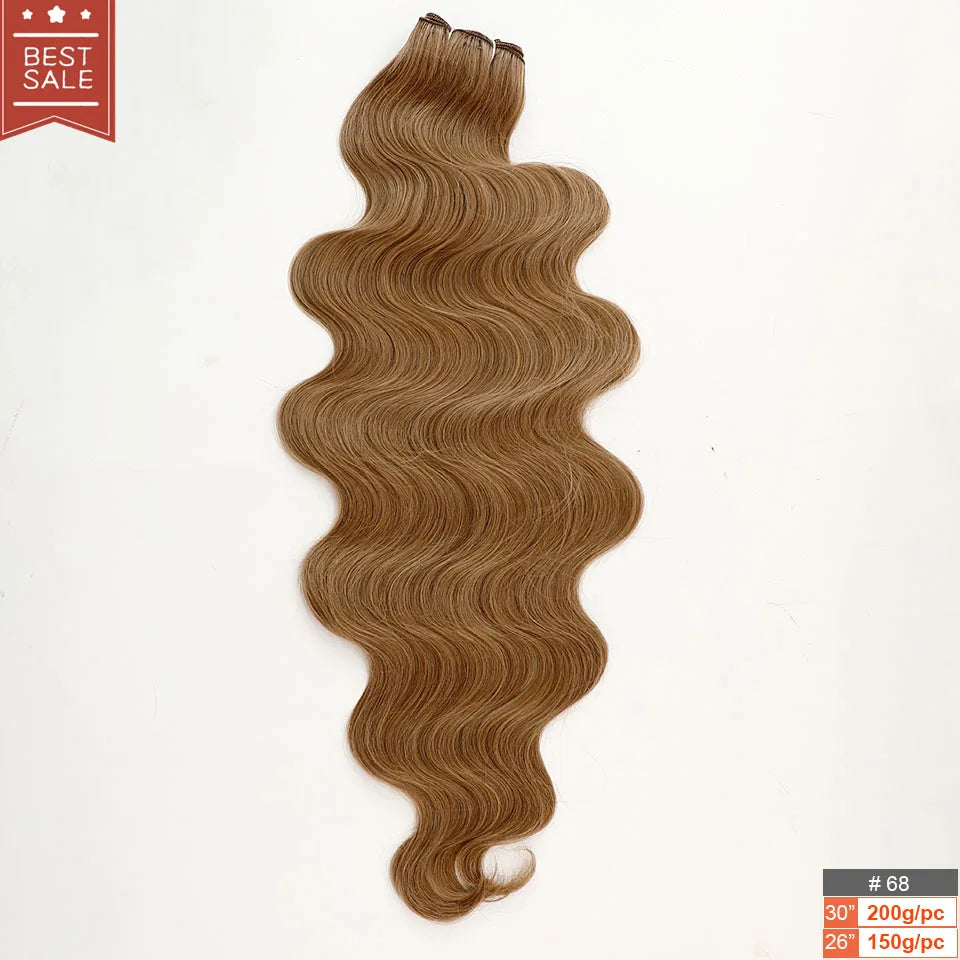 Magicae Blond 27/613 Highlight Ombre Brown High Temperature Synthetic Body Wave Ponytail 30Inch 200g Hair Extensions Wavy Bundle