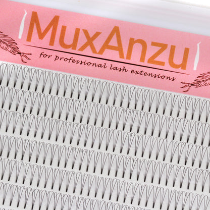 MuxAnzu Eyelash Extension Premade Lash Fans Short Stem Ultra Dark Black 3D/4D/5D/6D Makeup Wide Russian Volume cils