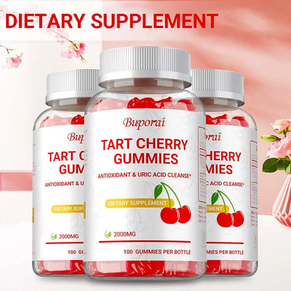 Tart Cherry Gummies - Promote Uric Acid Cleanse, Support Sleep & Joint Health Muscle Repair and Antioxidants