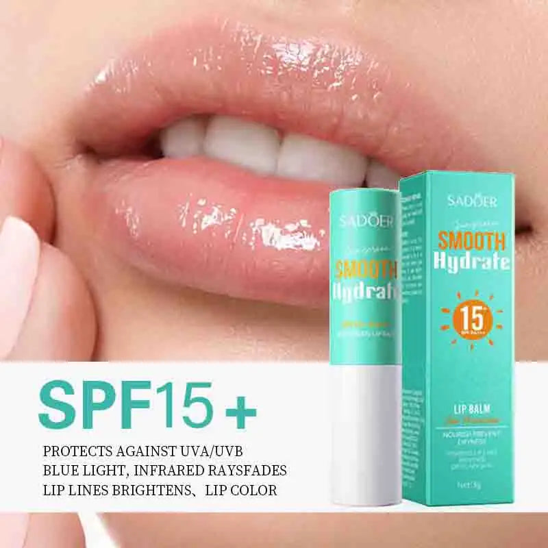 SADOER Lip Sunscreen Solar Blocker Lip Balm Moisturizing Anti Wrinkles Hydrating Whitening Lipstick For Lips Skin Care