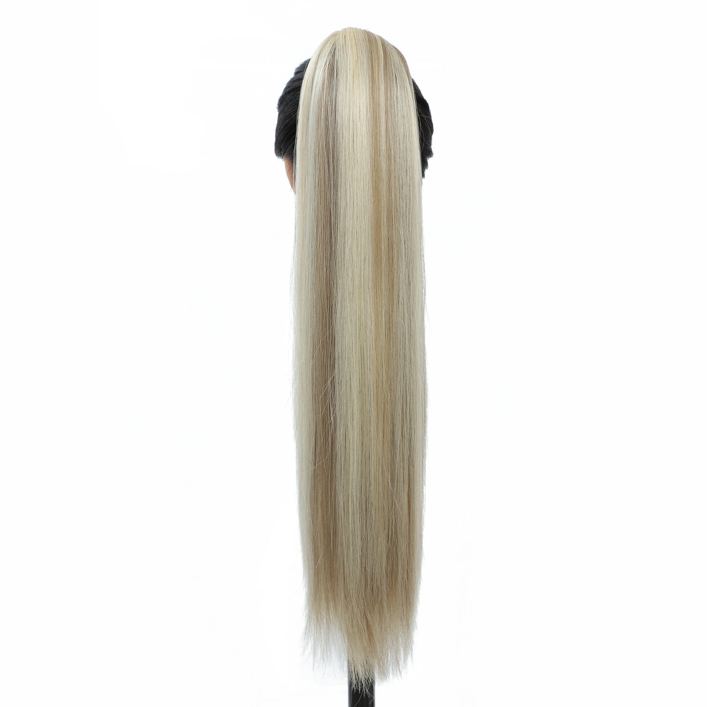 28 Inches Ponytail Brown 27 Hair Extensions With Clips Highlight Piano Color Straight 6/613 Heat Resistant Synthetic Hair