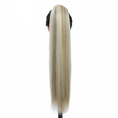 Straight Black Ponytail Blond 27/613 Hair Extensions With Clip Brown 28Inches Ombre Piano Color Heat Resistant Synthetic Hair