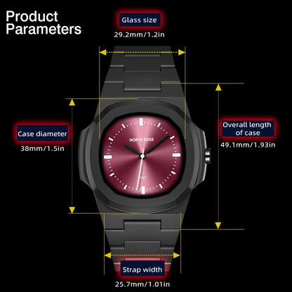 NORTH EDGE VOLT New Smart Watch Men Digital Watch Sports Swimming Fashion Simple Light Square Watch For Men Women Waterproof 50M