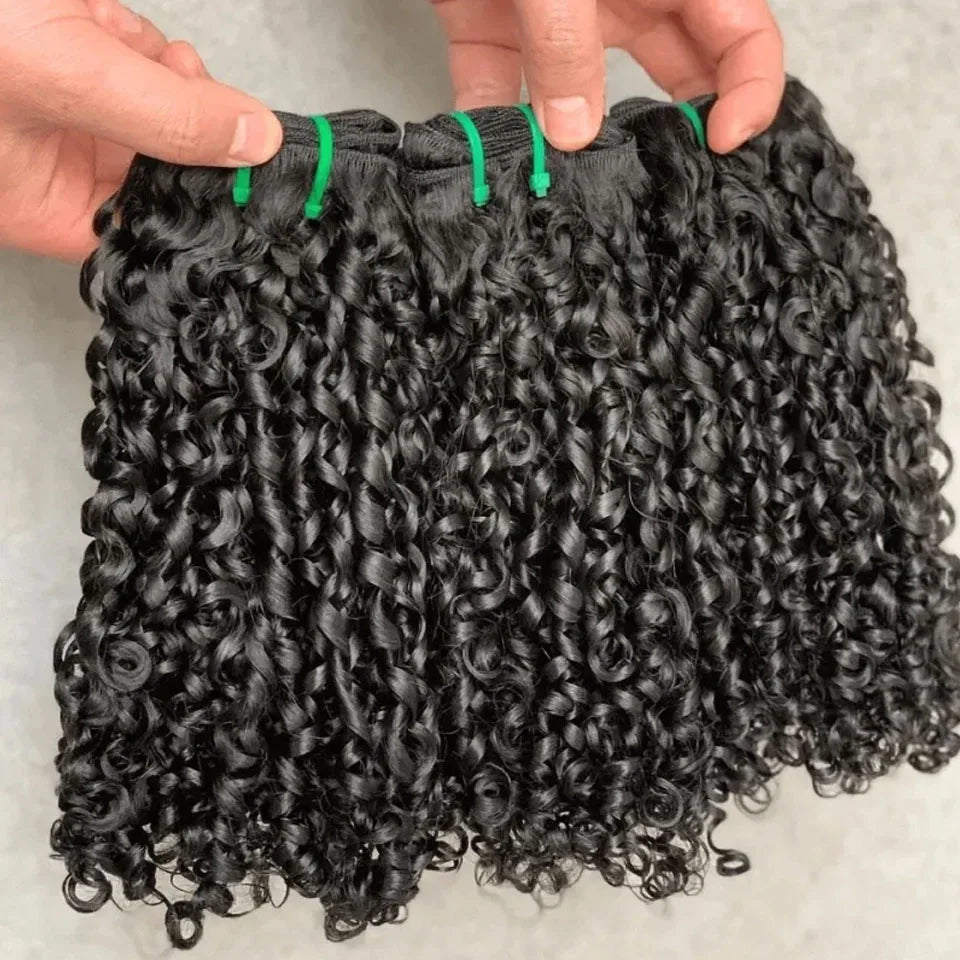 Mongolian Pixie Curly Human Hair Bundles Raw Vietnamese Unprocessed Burmese Hair Bundle Virgin 15A Double Drawn Weave Extensions