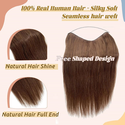 One-Piece Clip In Human Hair Extensions 1 Piece 5 Clips 3/4 Full Head #4 Medium Brown Straight Clip In Human Hair Extensions