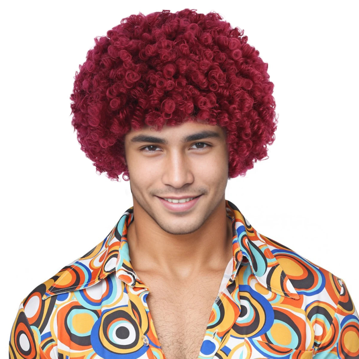 12 inch short roll explosive head hip-hop disco retro men's synthetic wig suitable for holiday parties, Halloween ball costumes