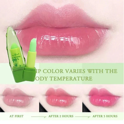 1Pcs Moisture Lip Balm Long-Lasting Natural Aloe Vera Lipstick Color Mood Changing Long Lasting Moisturizing Lipstick Anti Aging