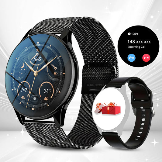 1.28" Dual-Strap Smart Watch – HD Display, Wireless Calls, Custom Wallpapers. Android/iOS Compatible. Fitness, Alerts, Music Con