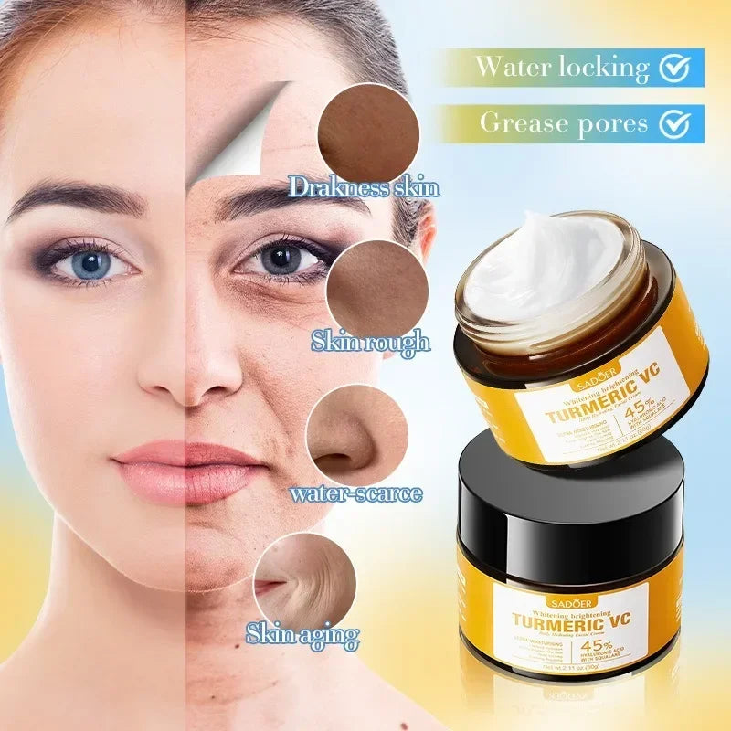1PC Turmeric Vitamin C Face cream Retinol Moisturizing Firming Hyaluronic Lightening Repairing Smooth Skincare Whitening Creams
