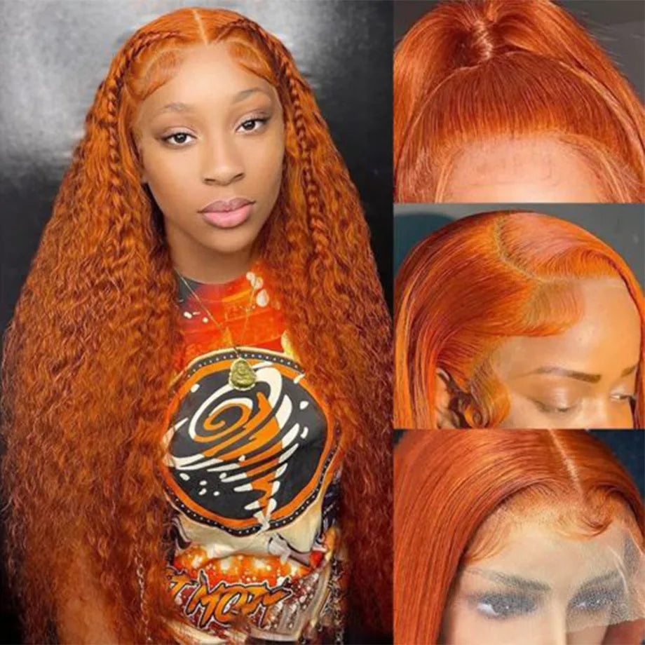 Orange Ginger Lace Front Wig Human Hair 30 40 44 Inch Deep Wave Pre Plucked Curly Wigs 13x4 13x6 Hd Lace Frontal Wig For Women