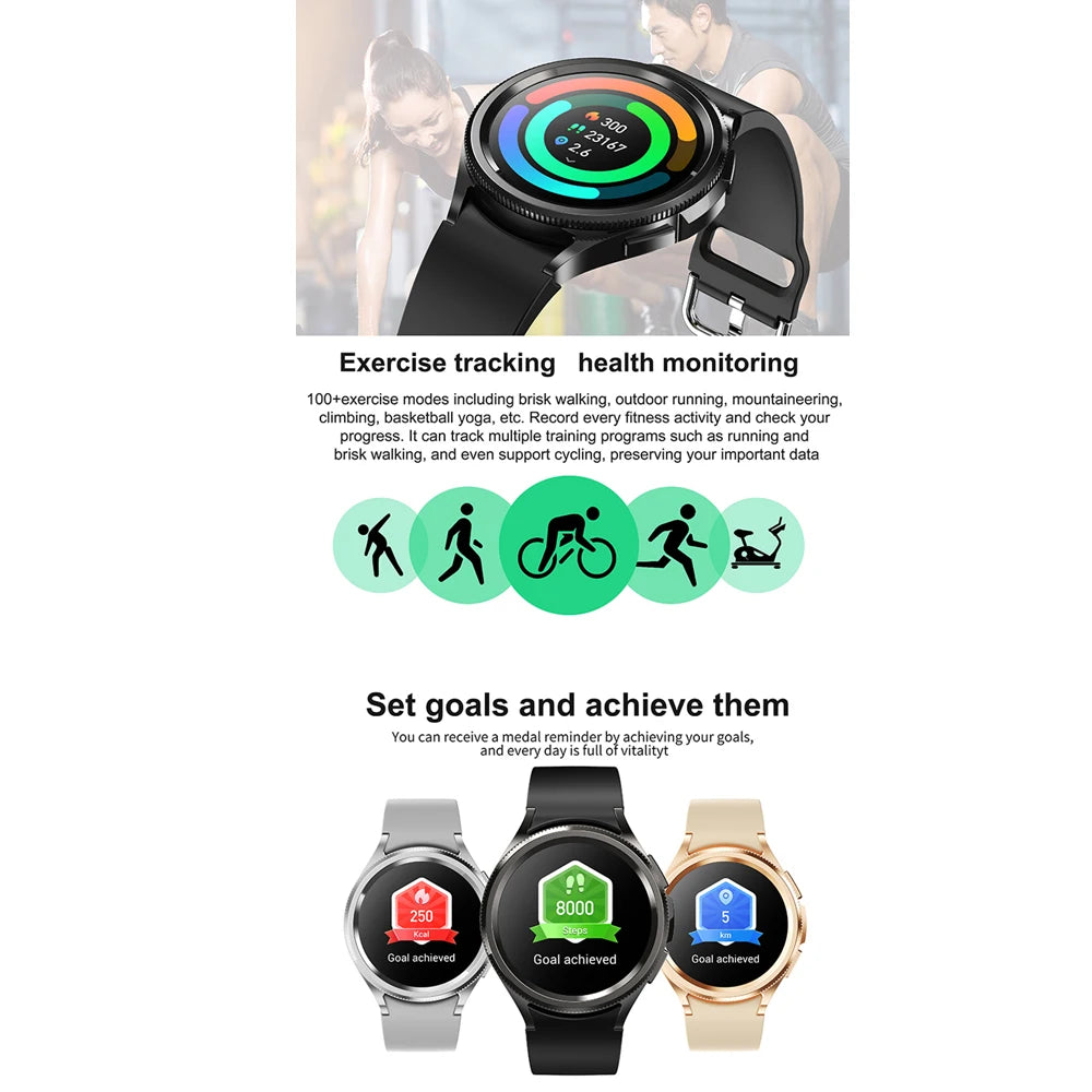 2025 New Smart Watch 6 Classic Smart Watch Fashion Men Sports Fitness Waterproof Heart Rate AMOLED HD Bluetooth Call Smartwatch