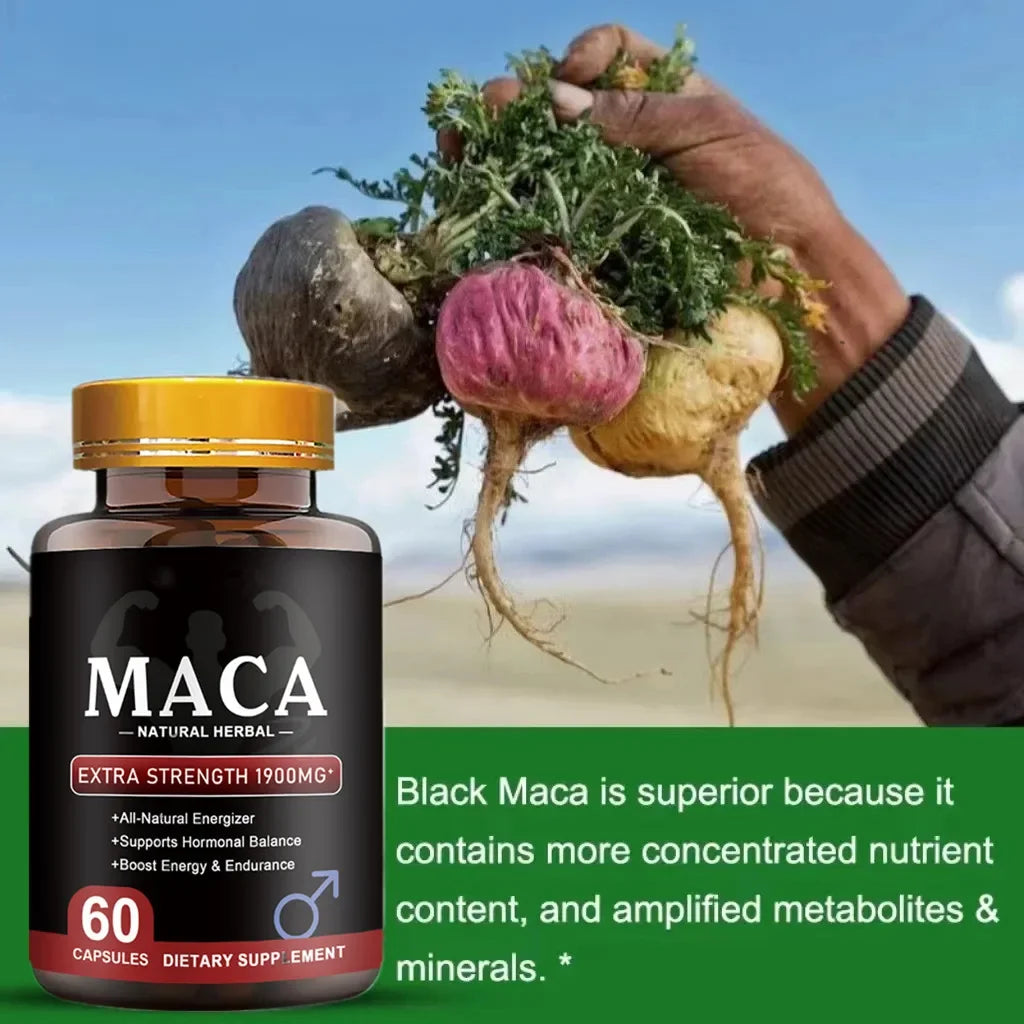 Organic Black Maca Capsules for Natural Ginseng Pills