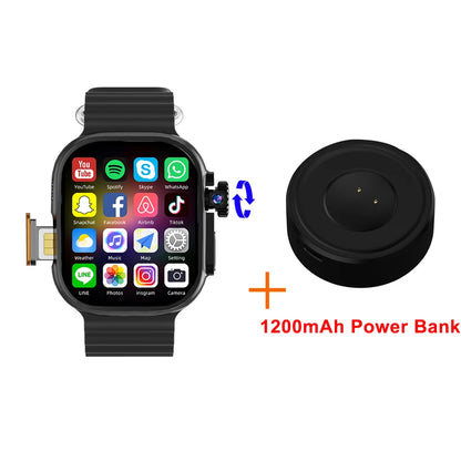 New Ultra Smart Watch 4G SIM Card 2.06''AMOLED Screen GPS WIFI 190°Rotating Camera Video Call Google Play Android Smartwatch
