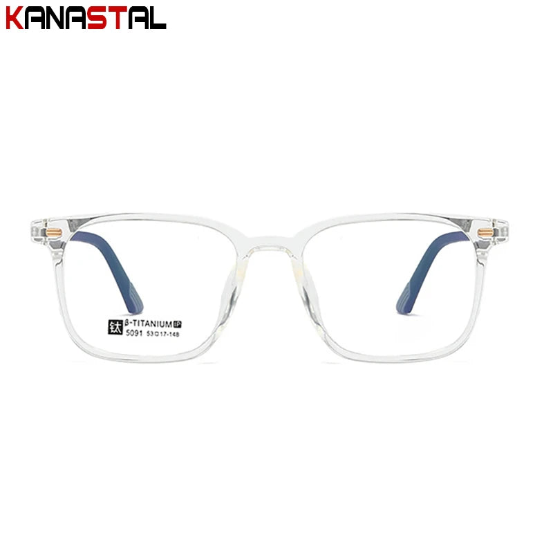 Men Rubber Titanium Square Eyeglasses Frame Anti Fatigue Lenses Women Computer Glasses Prescription Myopia Reading Eyewear Frame