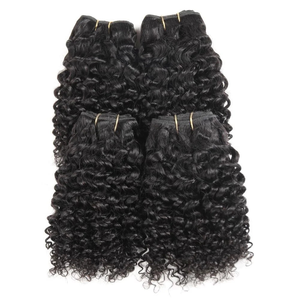 Wholesale Short Kinky Curly Human Hair Bundles Brazilian Virgin Human Hair Weave Extensions 100g/PC Natural Color Hair On Sale