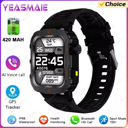 Military Smart Watch Men Waterproof Outdoor Sport Tracker LED Flashlight Bluetooth Call Men Smartwatch Android iOS