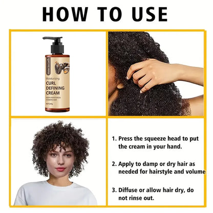 Black Perm, Latin Curls, Braids, Curly Hair Styling Cream, Natural Fluffy and Long-Lasting Style for Hair, Moisturizing and Moisturizing, Suitable for Wavy and Curly Hair, Protecting Hair
