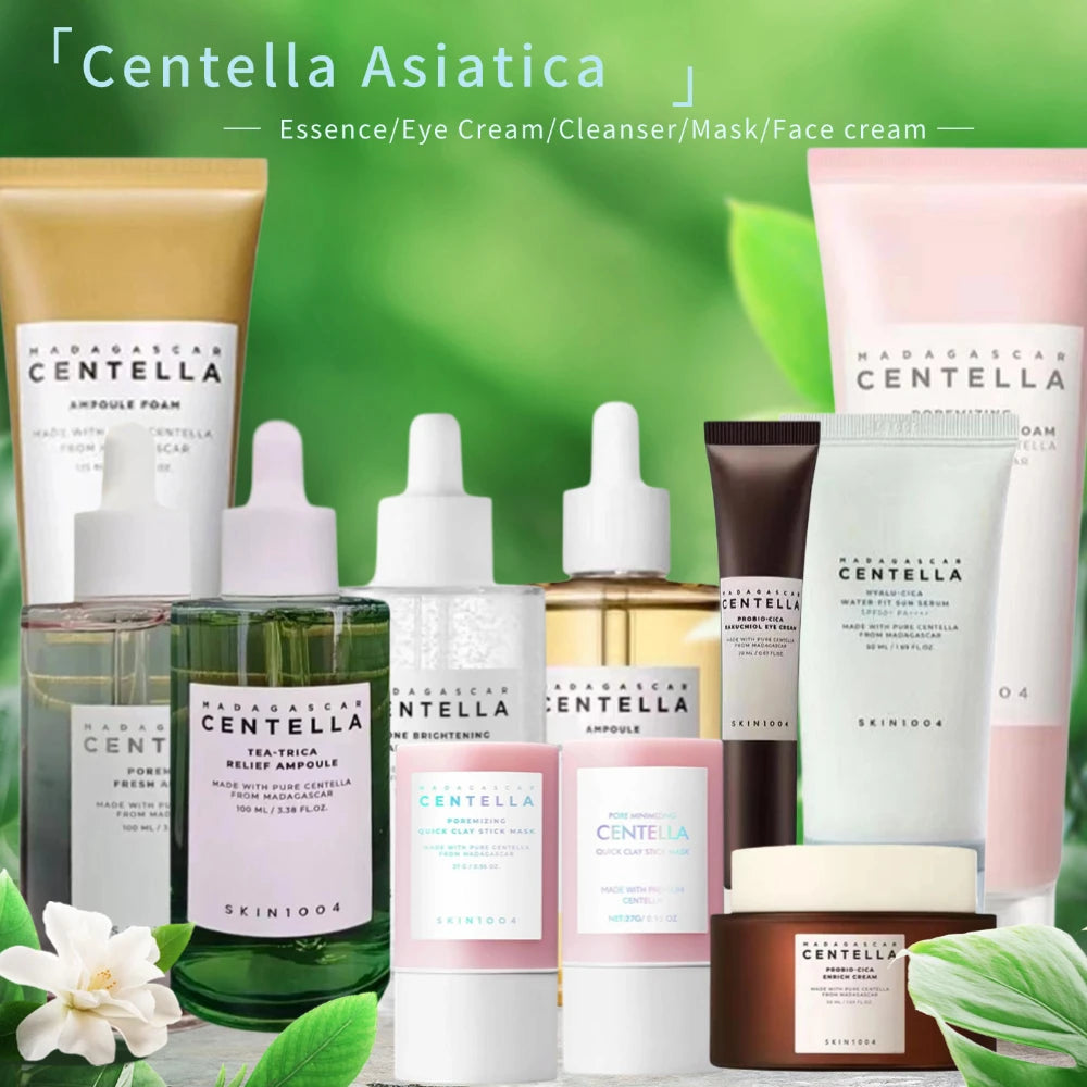 Centella Asiatica Skin Care Set Centella Asiatica Essence Probiotic Eye Cream Mild Face Cleanser Sun Cream Face Serum Skin Care