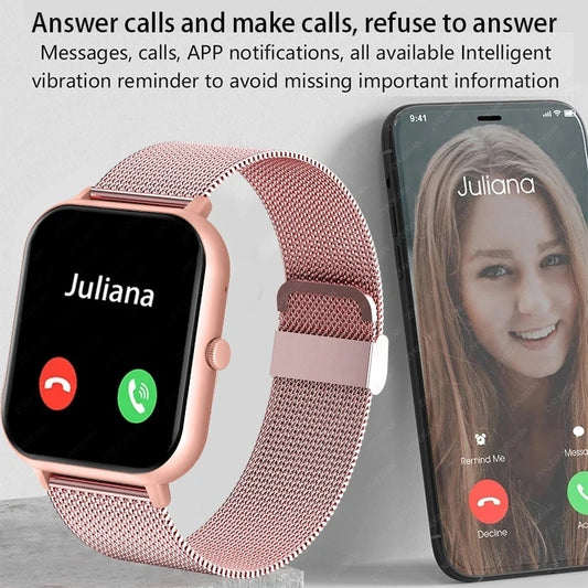 2025 New For Women Bluetooth Call Smart Watch Women Men Heart Rate Blood Oxygen Voice Assistant 100+Sports Ladies Smartwatch